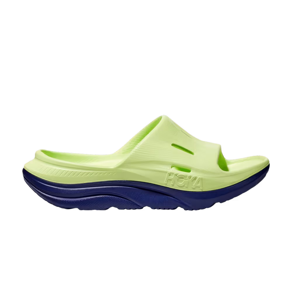 HOKA Ora Recovery Slide 3 Kids Lettuce Bellwether Blue