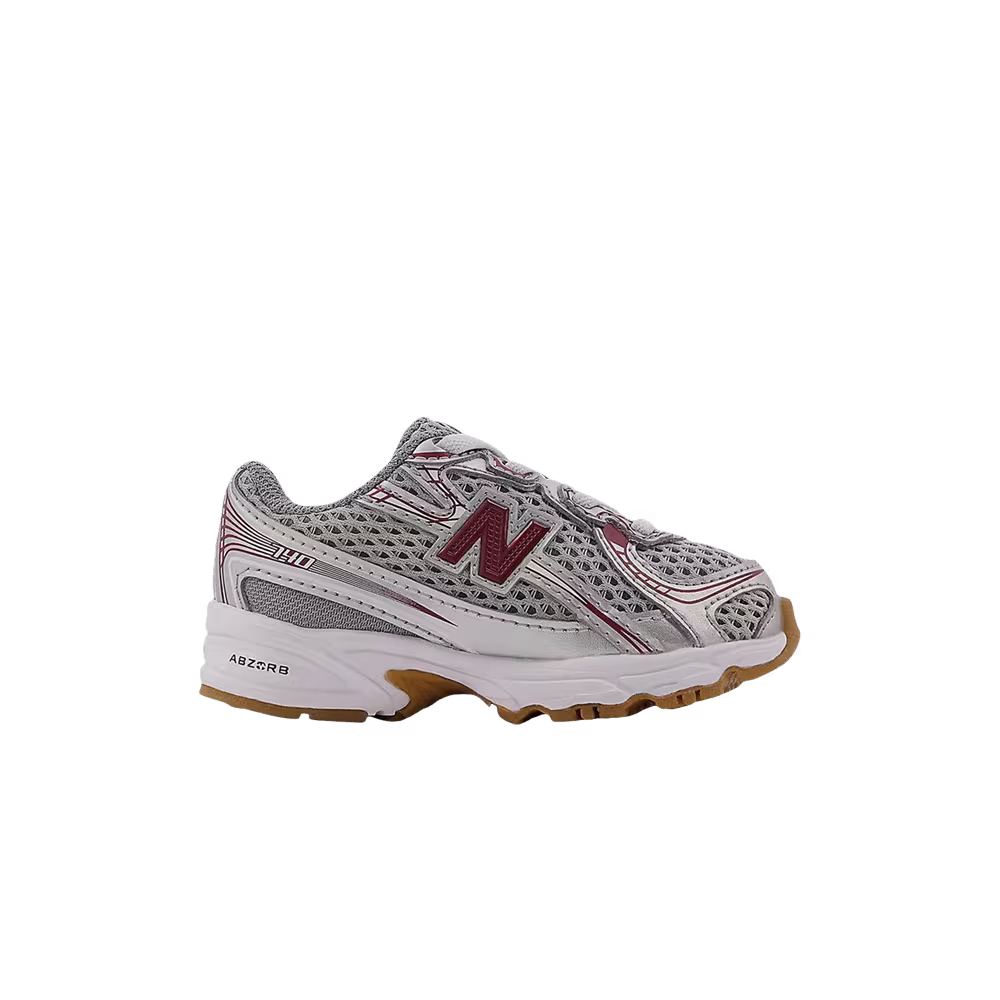 New Balance 740 Bungee Lace Toddler Silver Metallic Monarch Burgundy