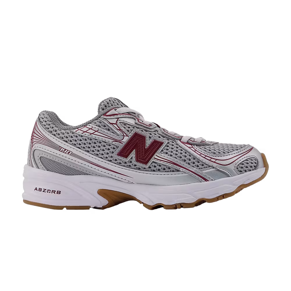 New Balance 740 Bungee Lace Little Kid Silver Metallic Monarch Burgundy