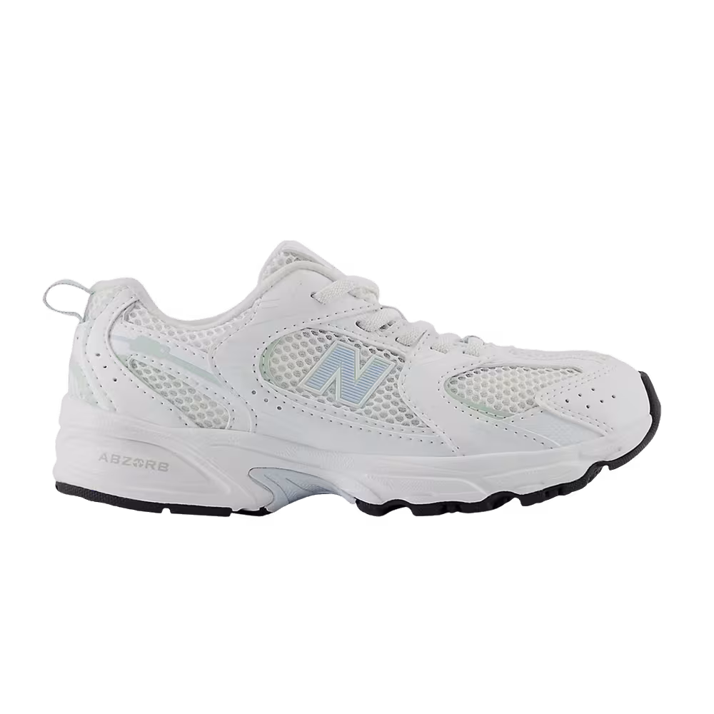New Balance 530 Bungee Lace Little Kid Wide White Ice Blue