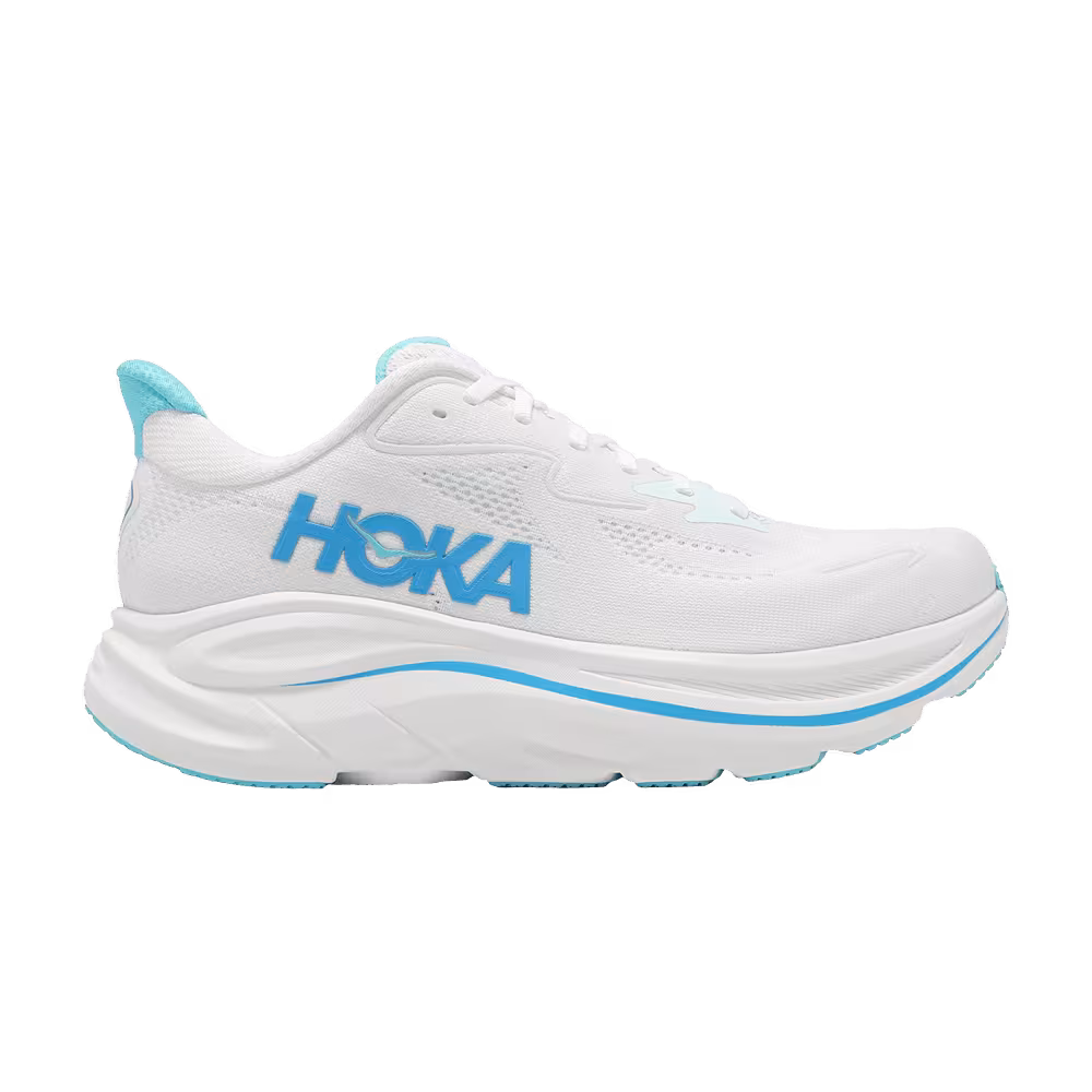 HOKA Clifton 10 Wide White Skyward Blue