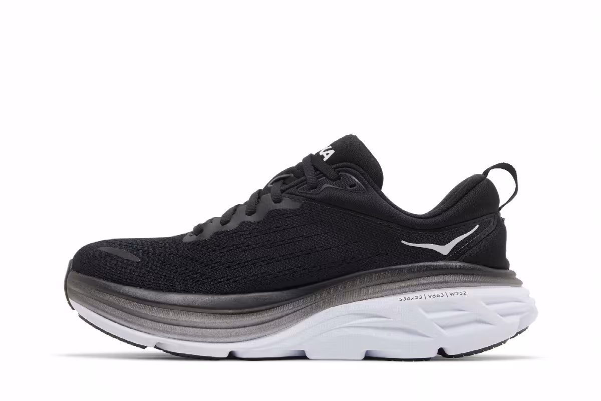 HOKA Women's Bondi 8 Black White, view 4