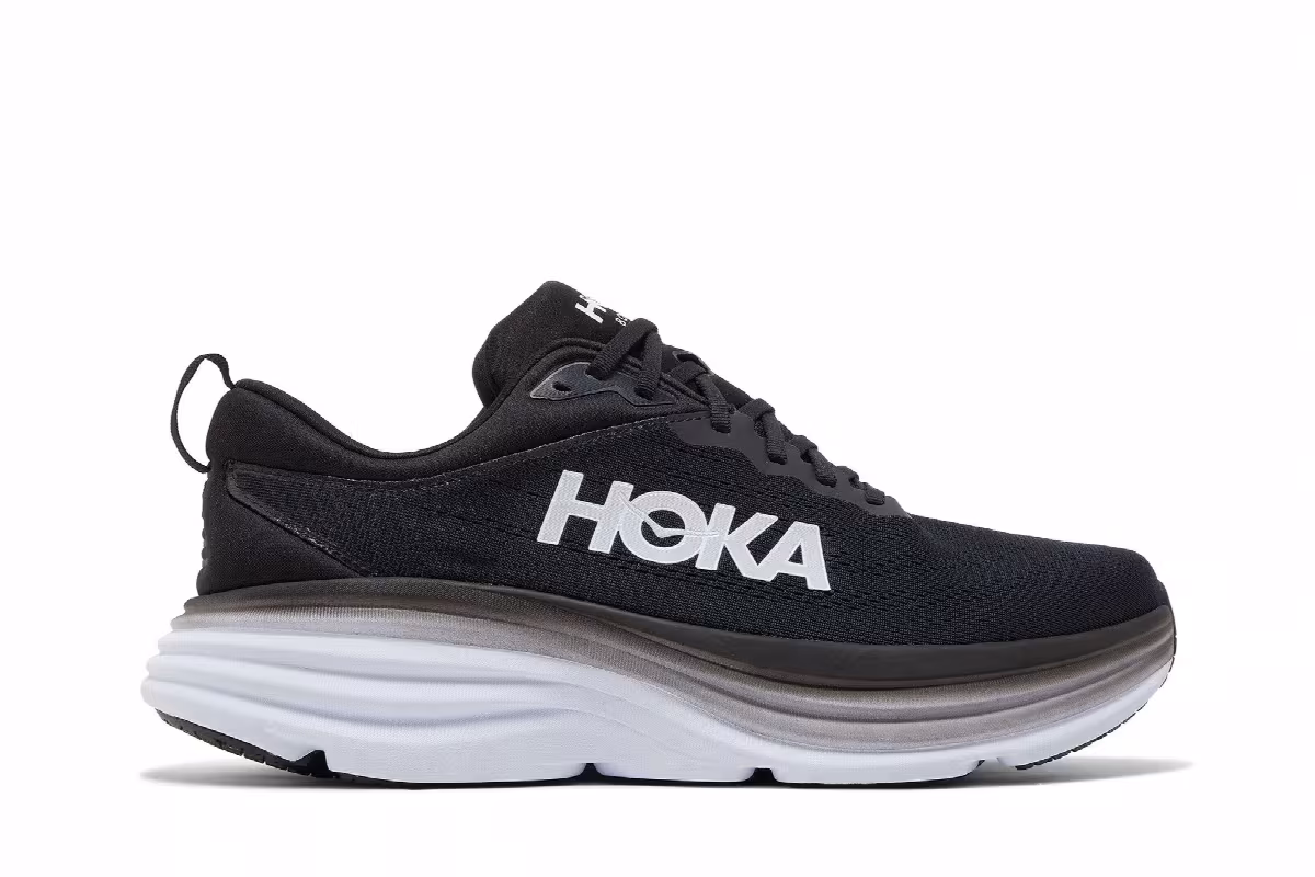 HOKA Bondi 8 2E Wide Black White, view 2