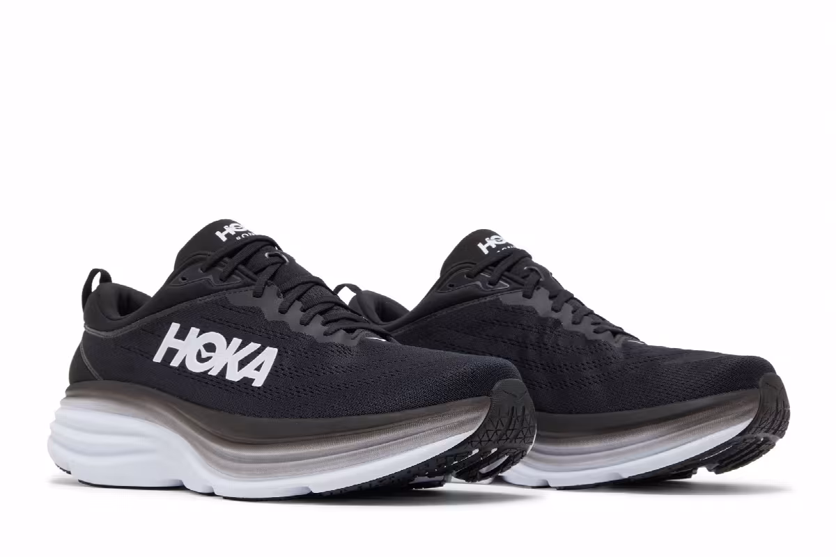 HOKA Bondi 8 2E Wide Black White, view 9