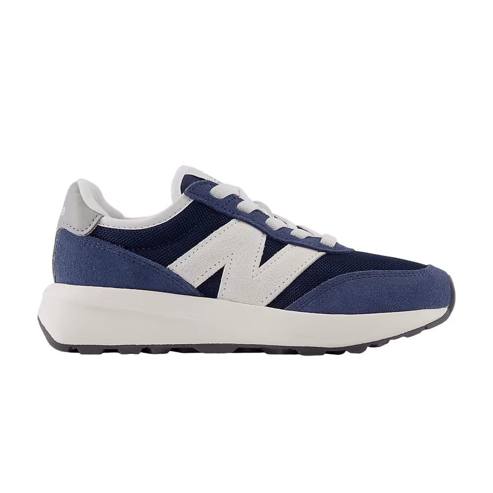 New Balance 370 Bungee Lace Little Kid Wide Navy Sea Salt