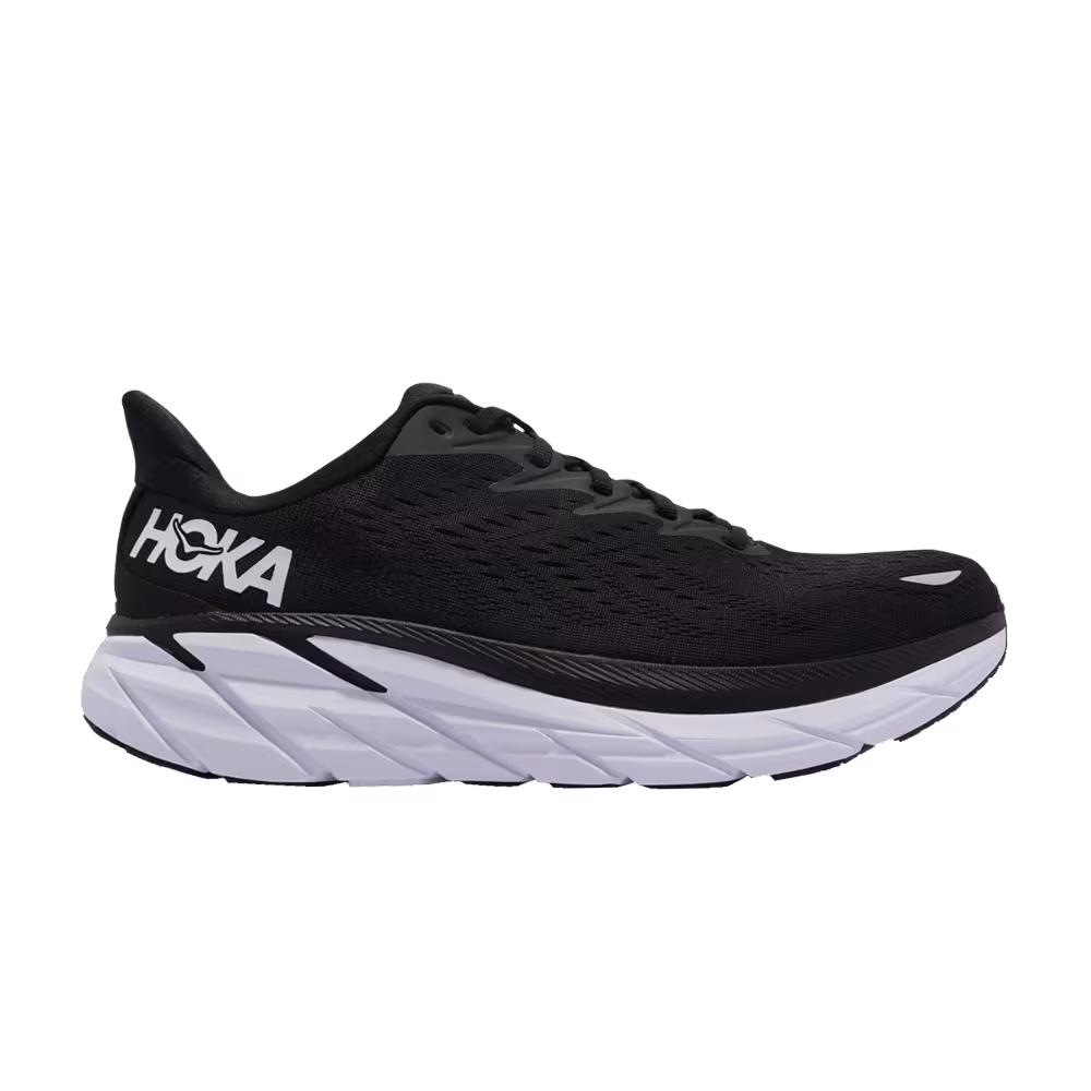 HOKA Clifton 8 2E Wide Black White