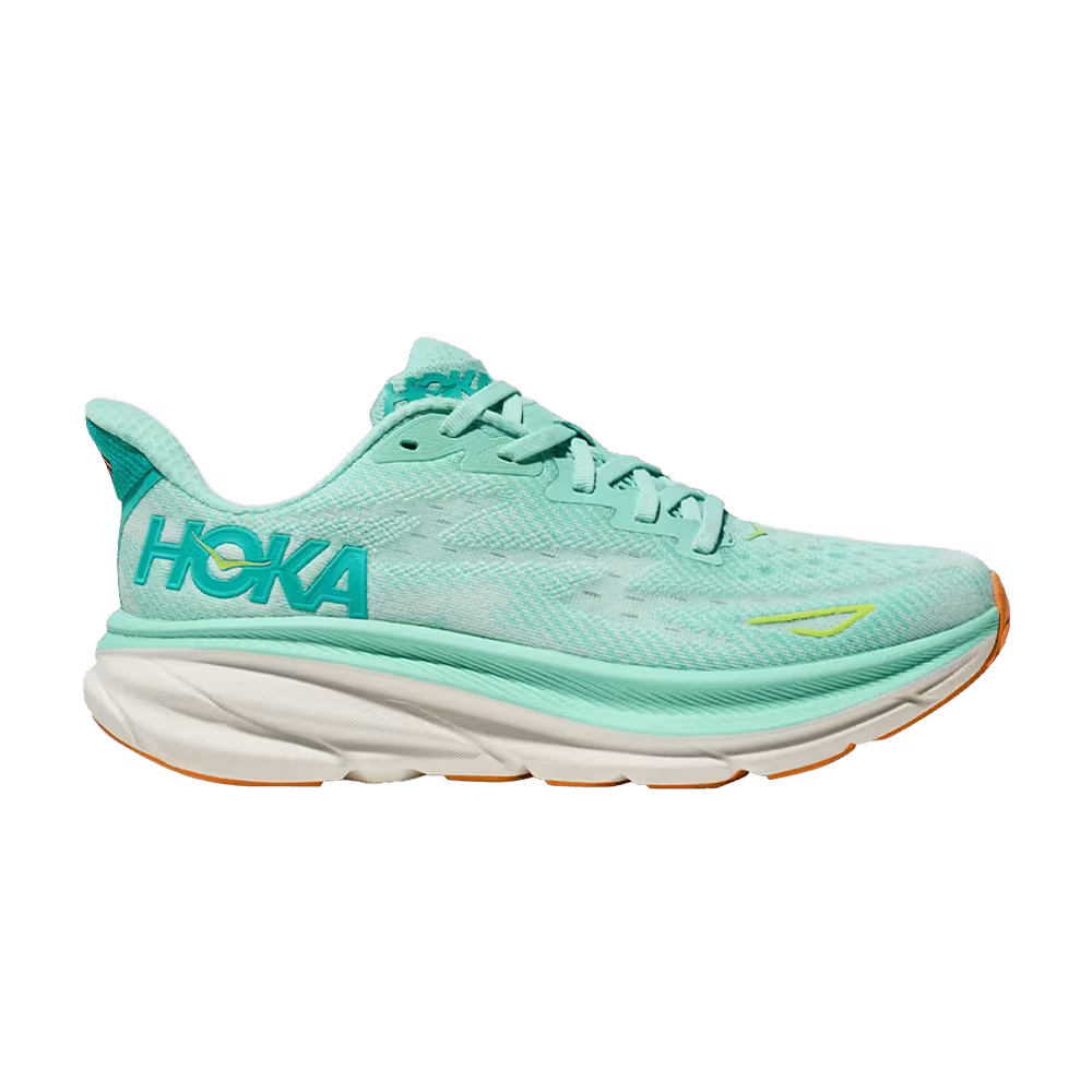 HOKA Women's Clifton 9 Wide Sea Foam Aqua Breeze