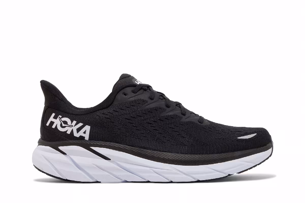 HOKA Clifton 8 Black White, view 2