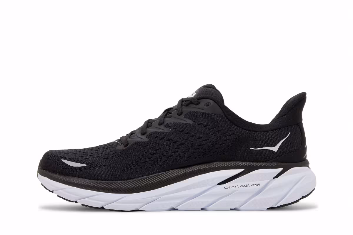 HOKA Clifton 8 Black White, view 4