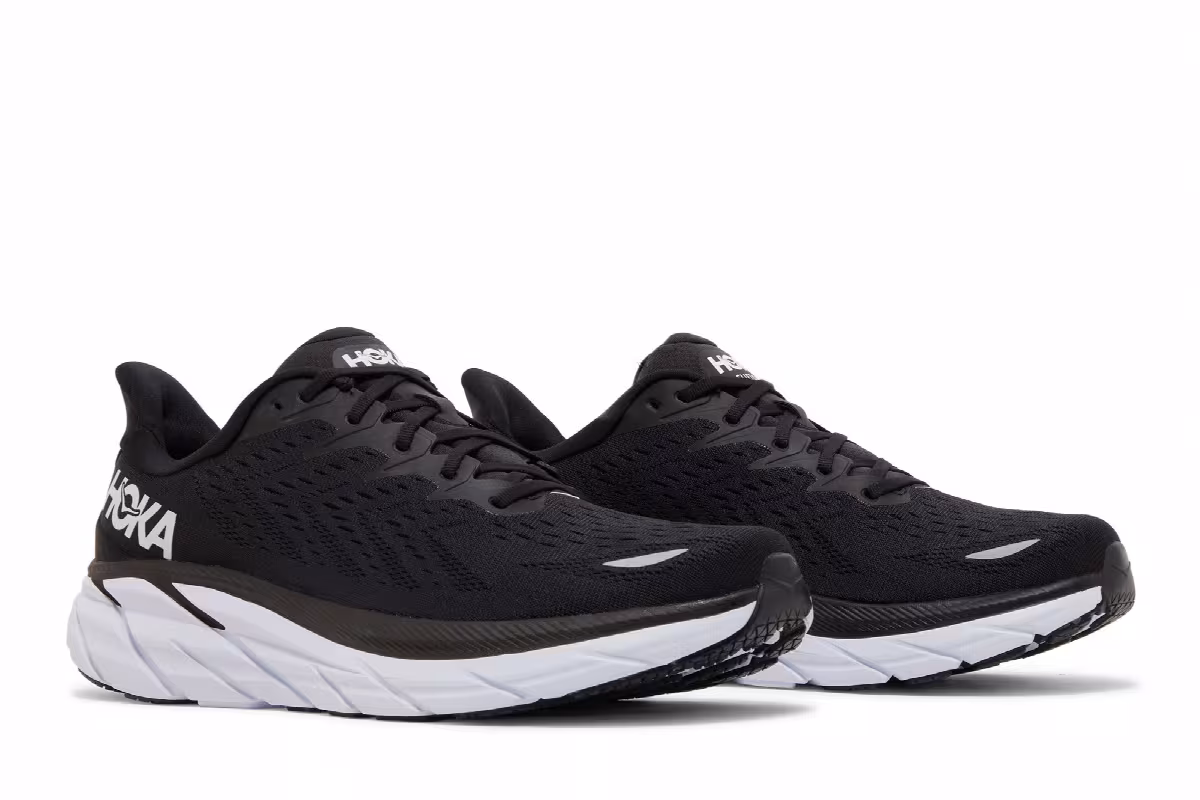 HOKA Clifton 8 Black White, view 9