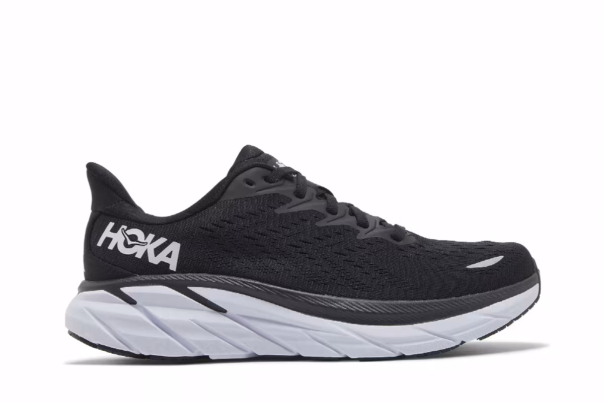 HOKA Women's Clifton 8 Black White, view 2