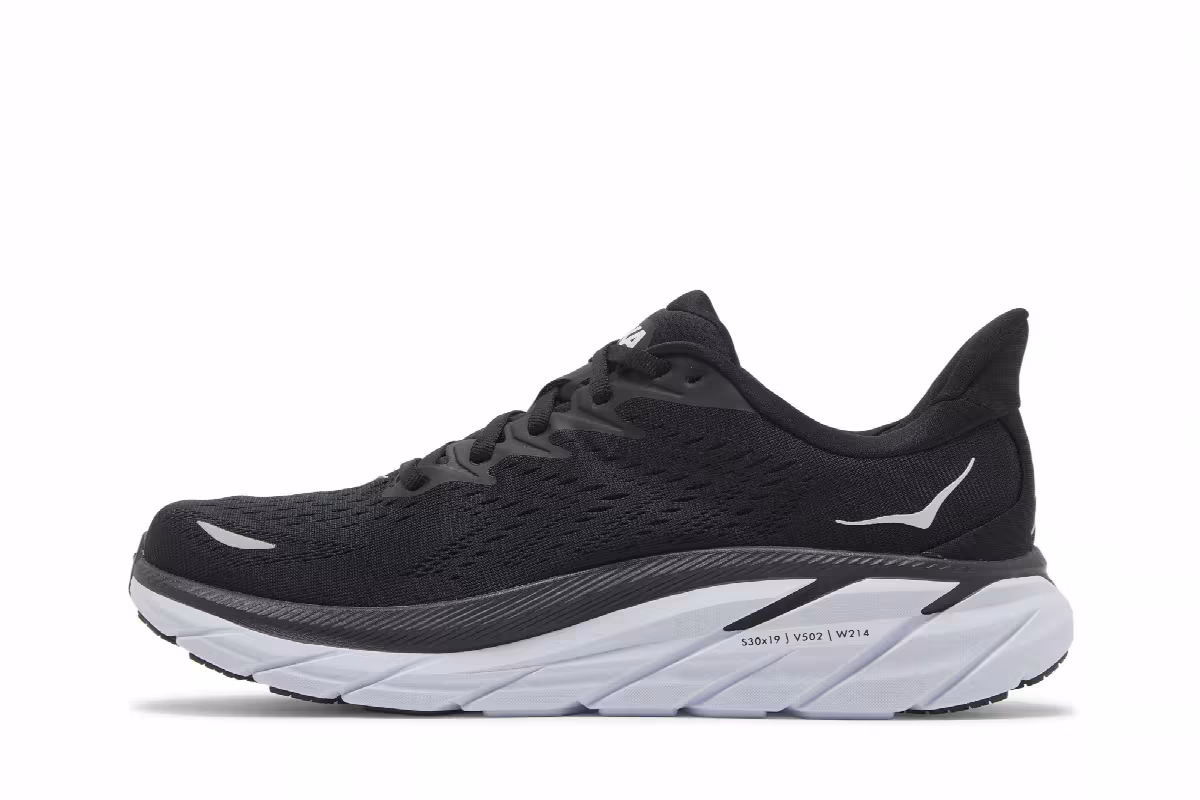 HOKA Women's Clifton 8 Black White, view 4