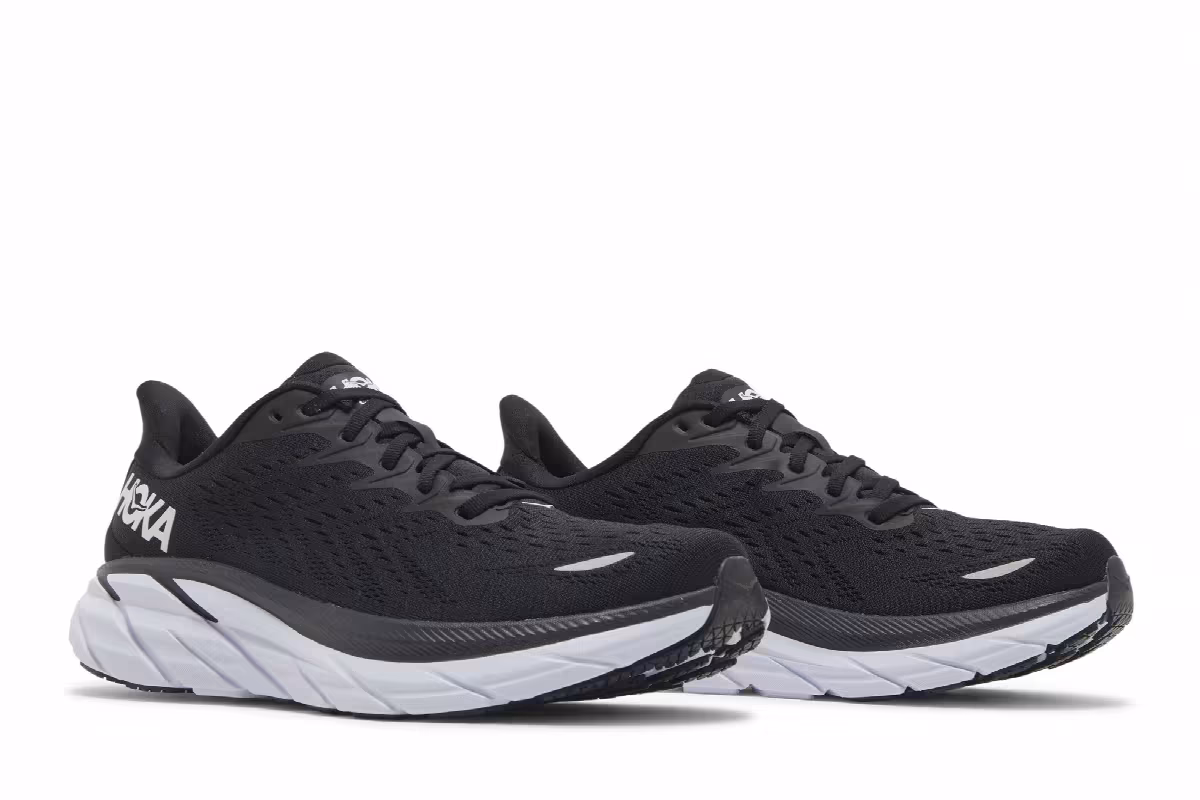 HOKA Women's Clifton 8 Black White, view 9