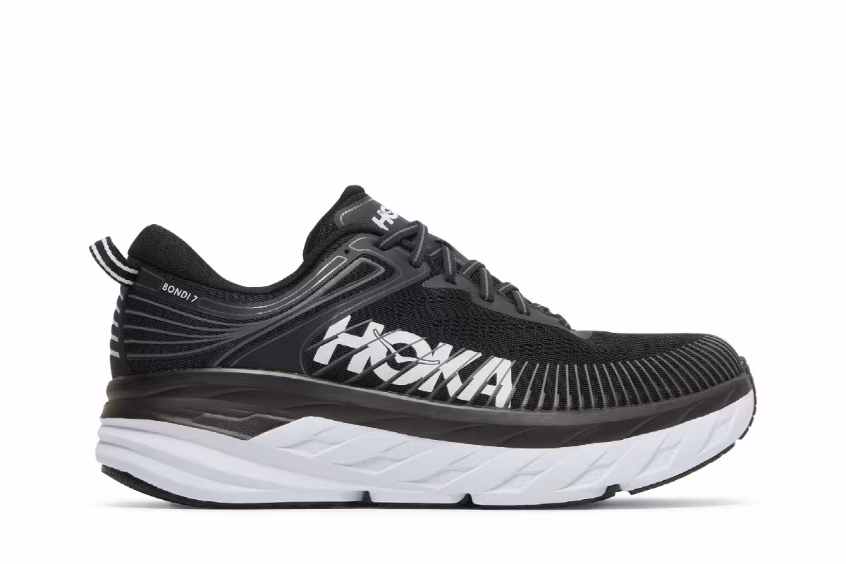 HOKA Bondi 7 Black White, view 2