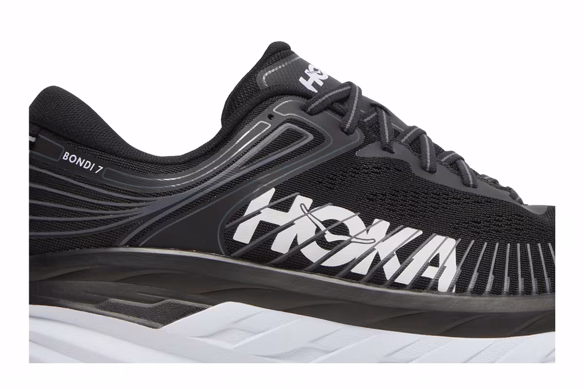 HOKA Bondi 7 Black White, view 3
