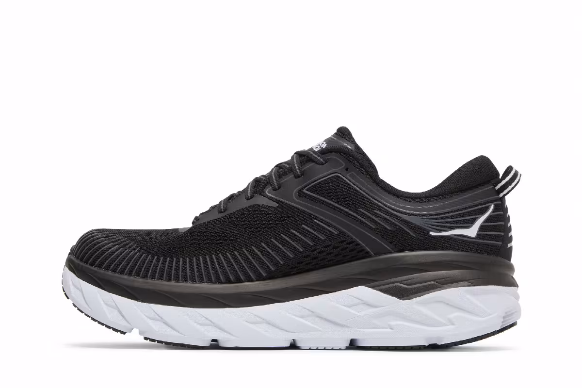 HOKA Bondi 7 Black White, view 4