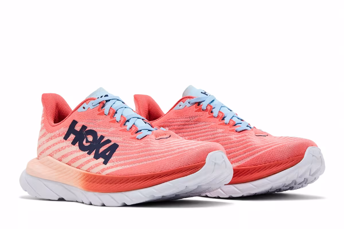 HOKA Women's Mach 5 Camellia Peach, view 9