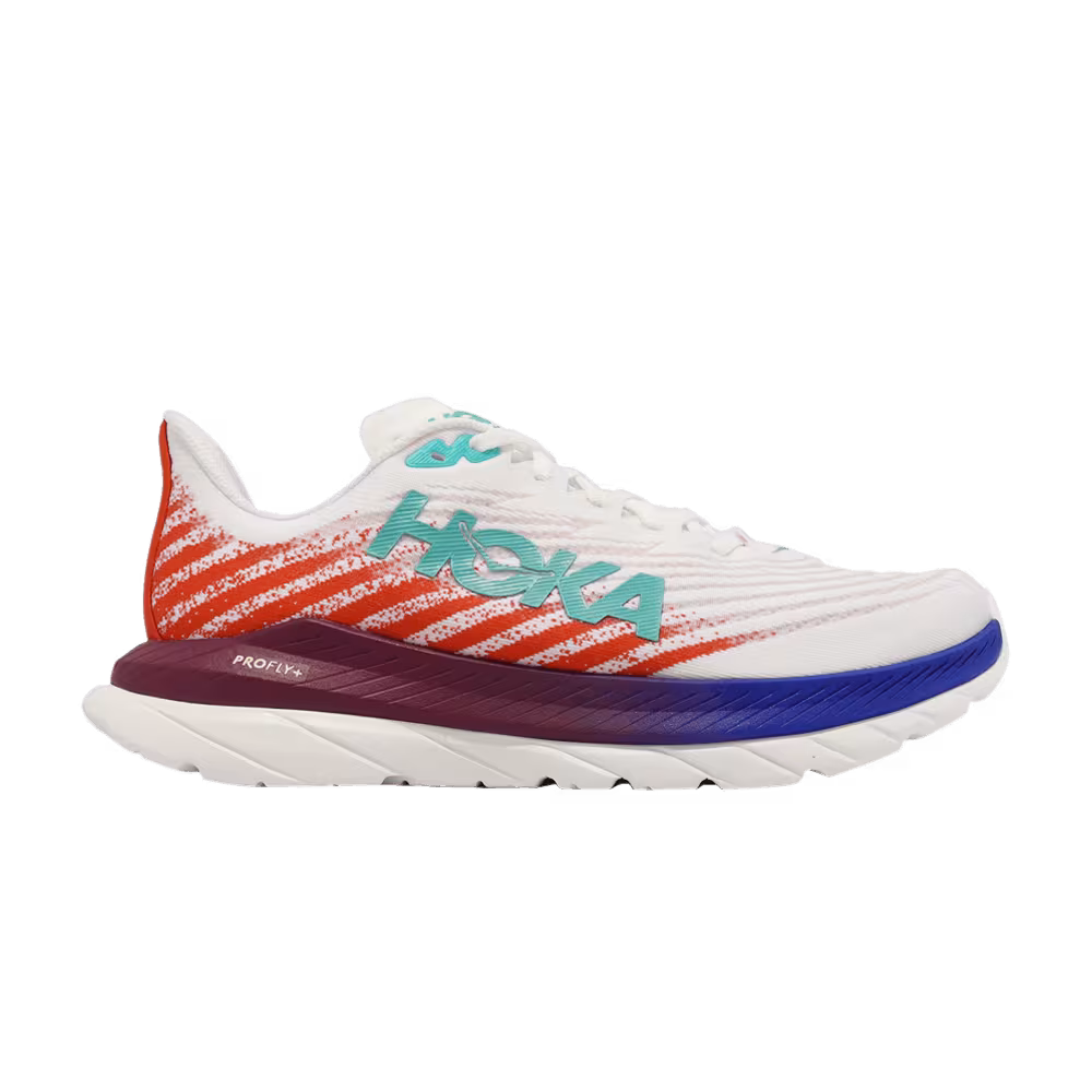 HOKA Women's Mach 5 Wide White Fire Red