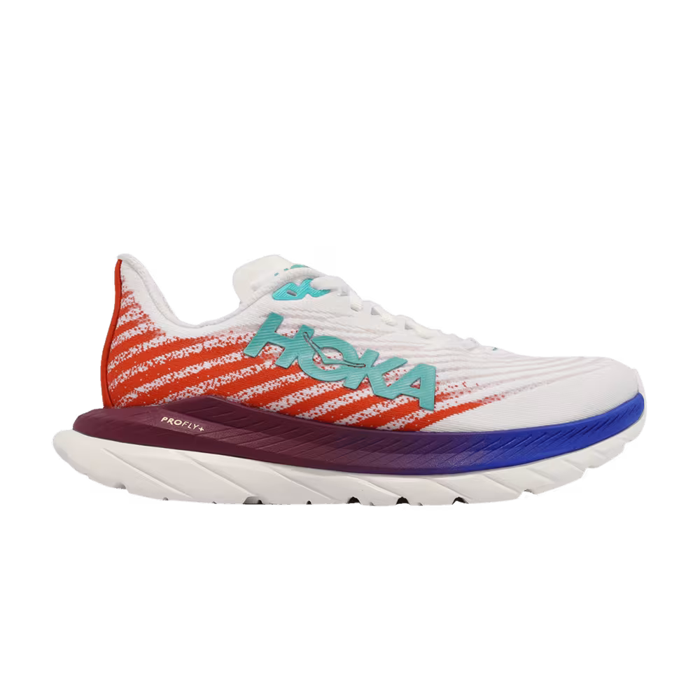 HOKA Mach 5 2E Wide White Fire Red