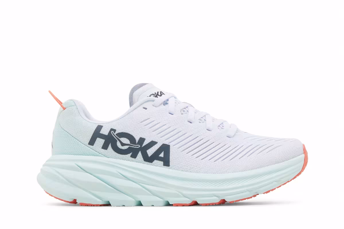 HOKA Women's Rincon 3 White Blue Glass, view 2