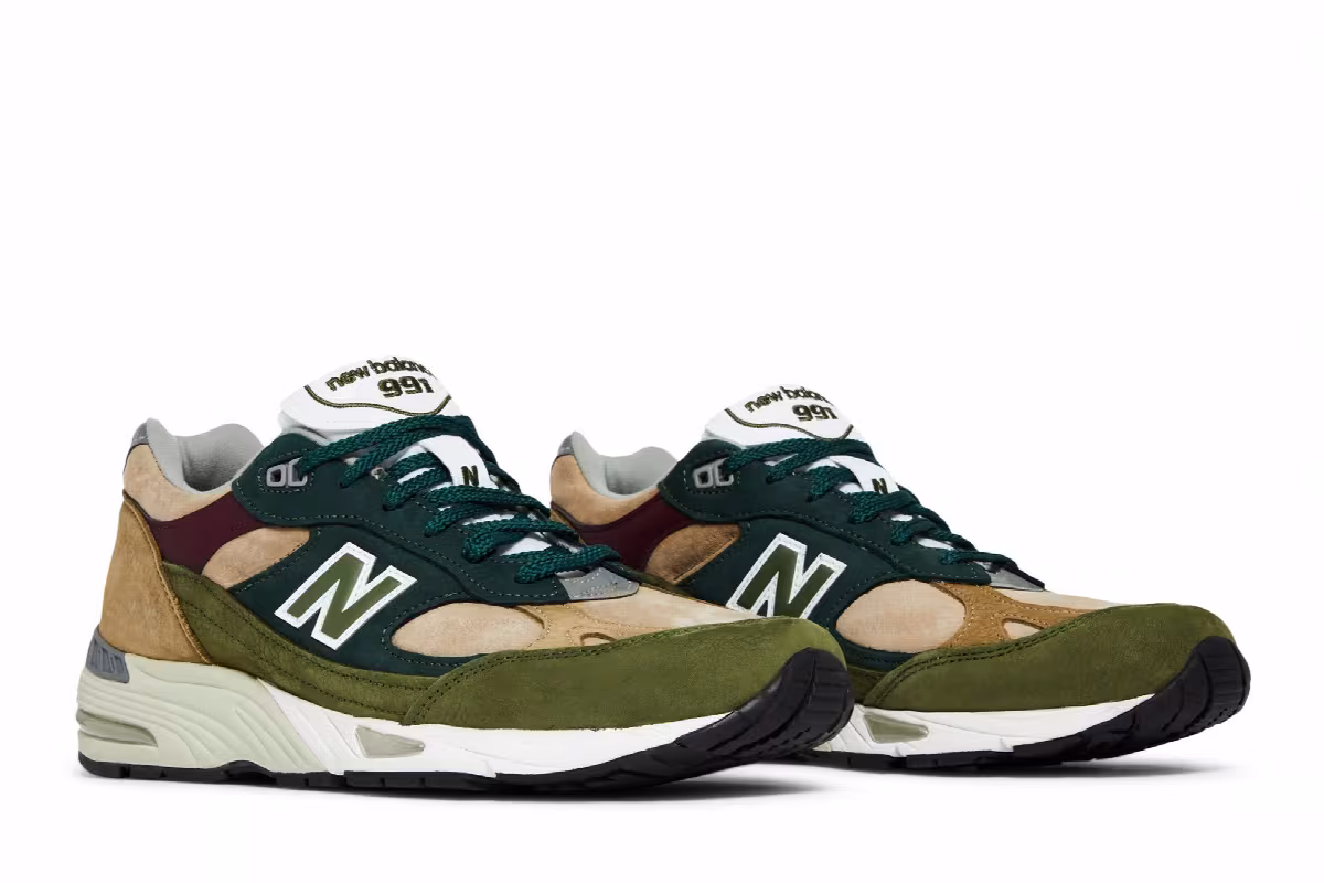 New Balance 991 Made in England Beige Green, view 9