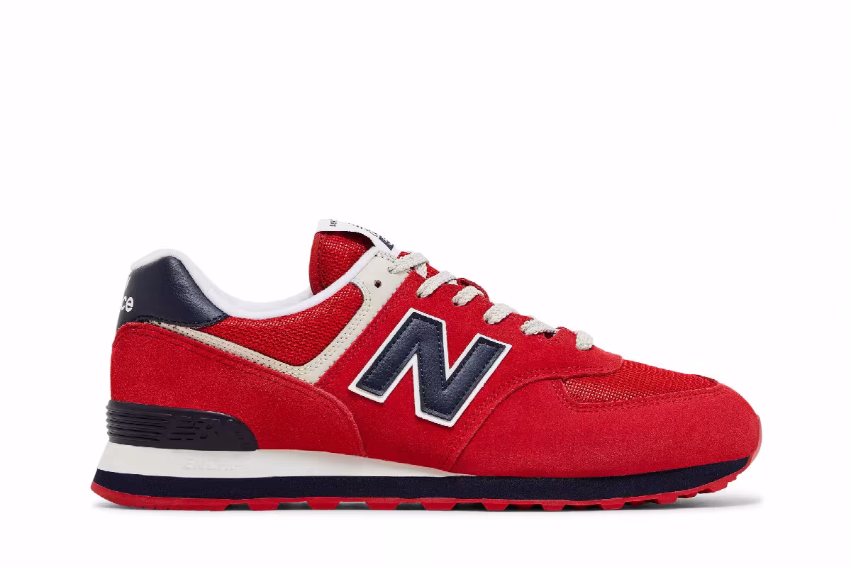 New Balance 574 Red Navy Blue, view 2