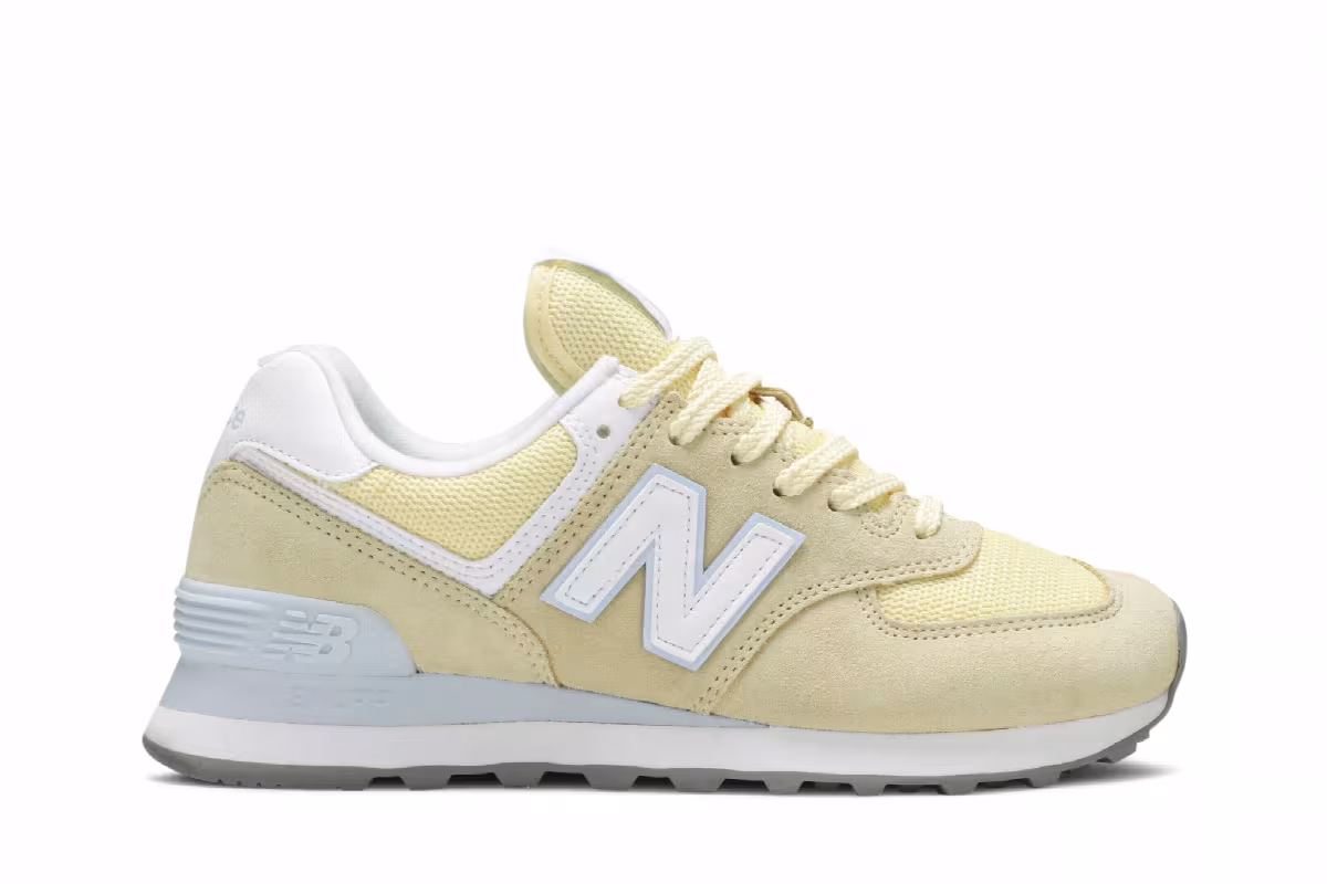 New Balance Women's 574 B Yellow Blue, view 2