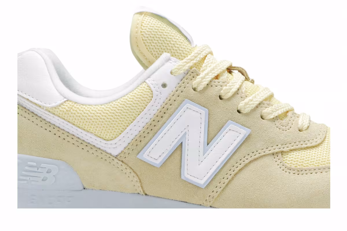 New Balance Women's 574 B Yellow Blue, view 3