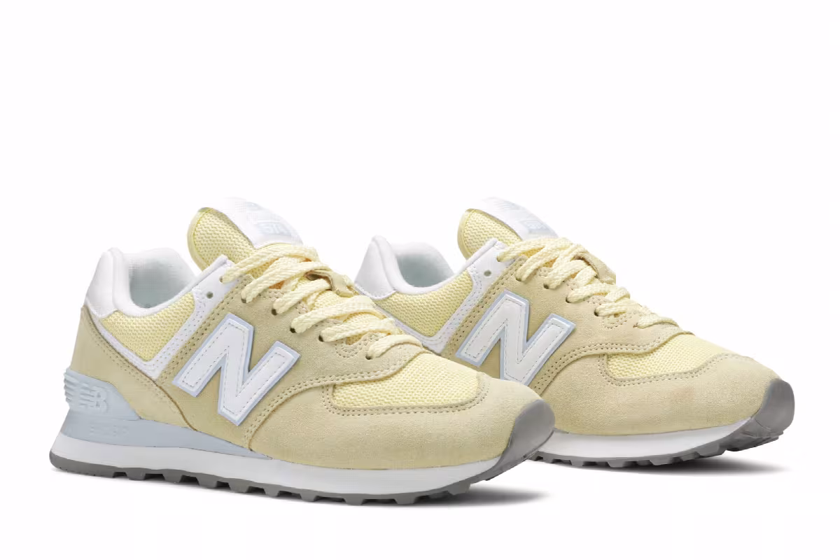 New Balance Women's 574 B Yellow Blue, view 9