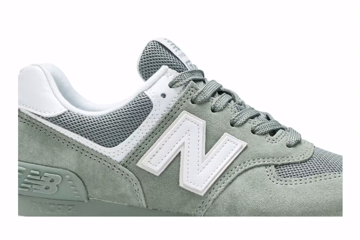 New Balance Women's 574 Green White, view 3