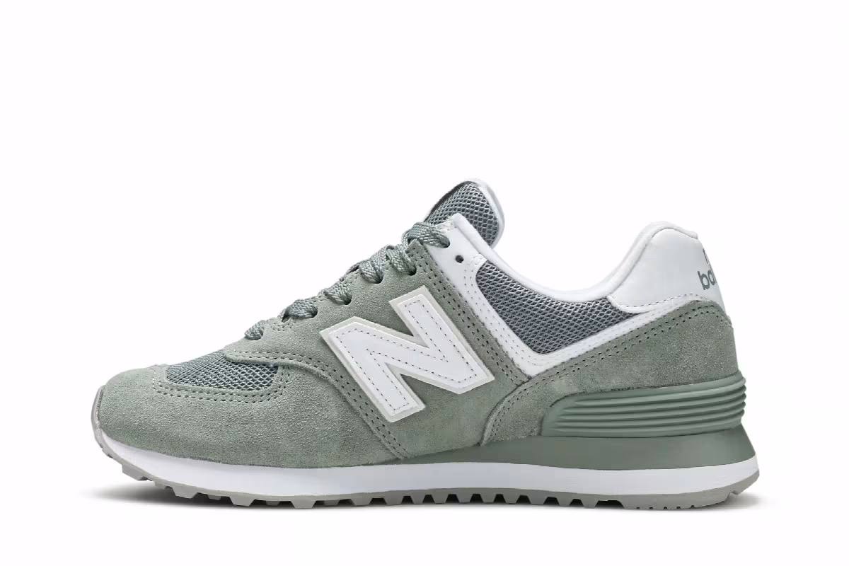 New Balance Women's 574 Green White, view 4
