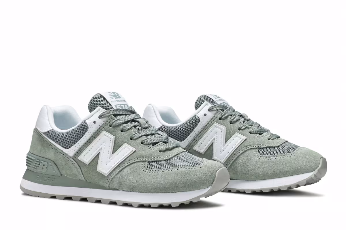 New Balance Women's 574 Green White, view 9