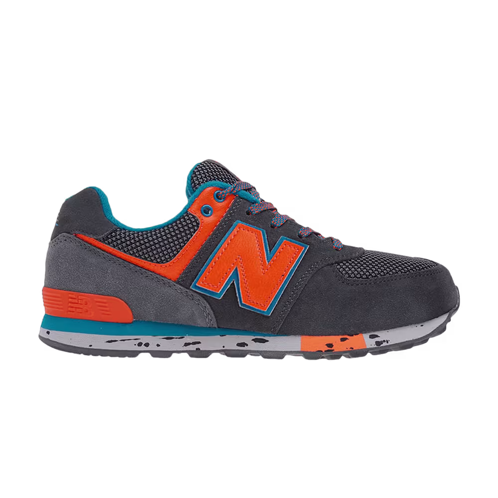 New Balance 574 Kids Wide Grey Orange Blue