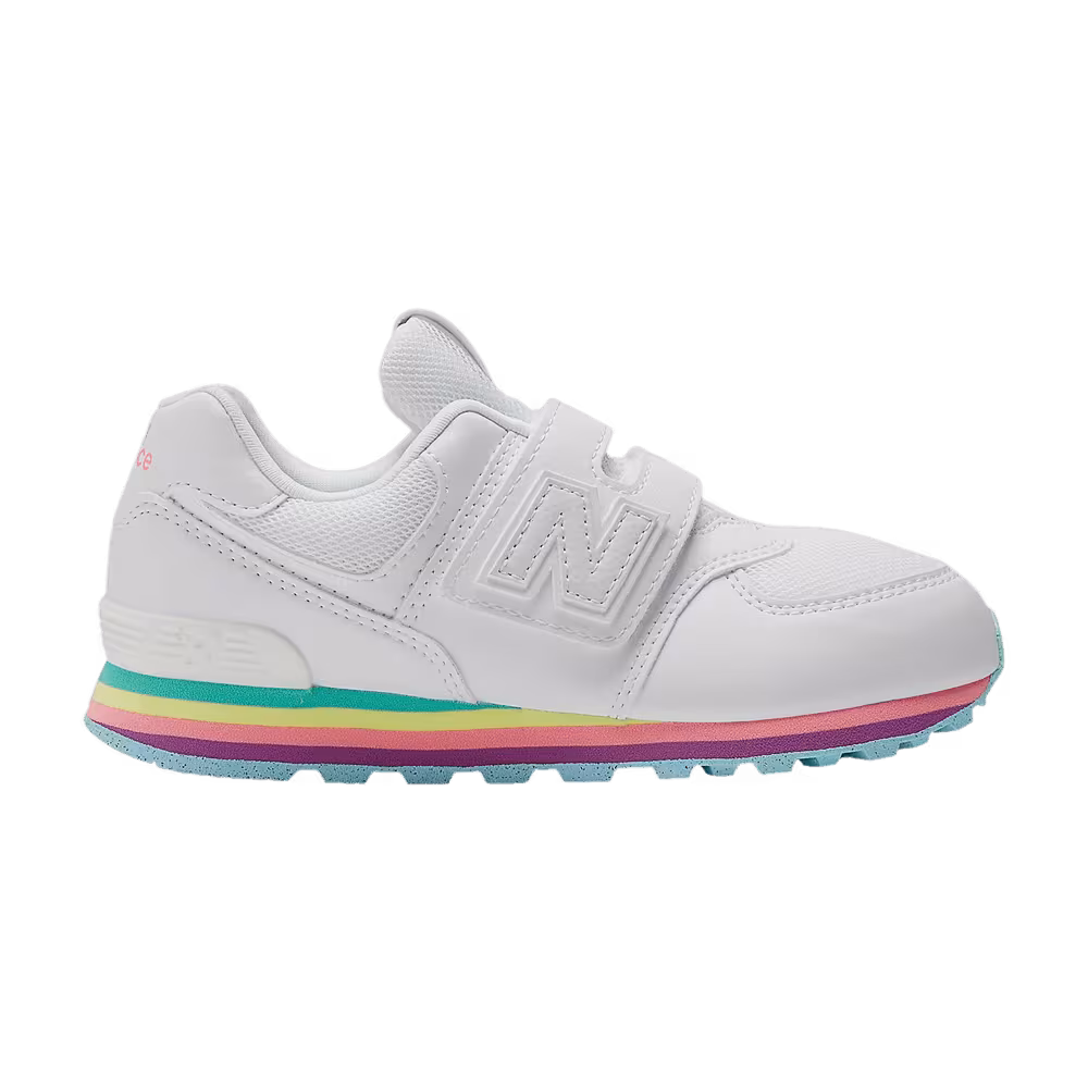 New Balance 574 Hook & Loop Little Kid Wide White Team Sky Blue