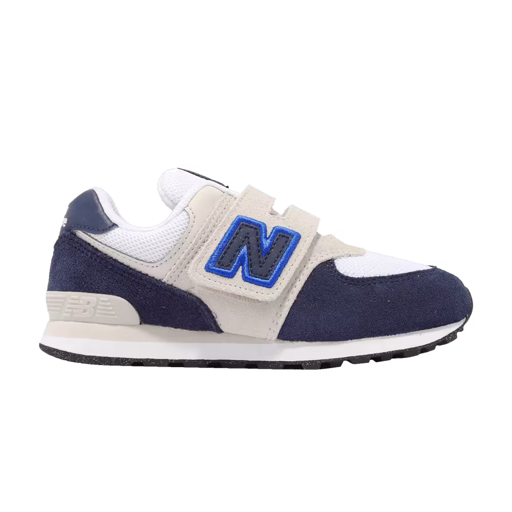 New Balance 574 Little Kid Wide White Navy