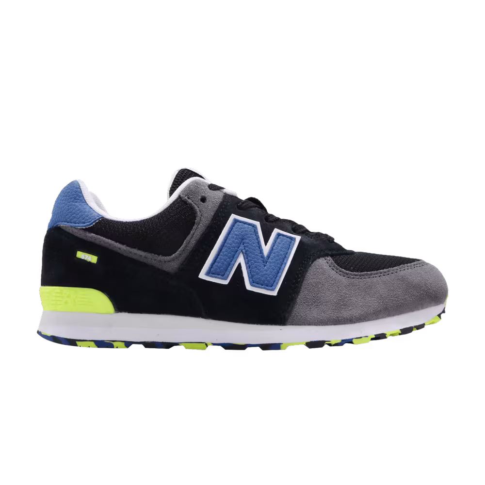 New Balance 574 Wide Kids Black Grey Blue