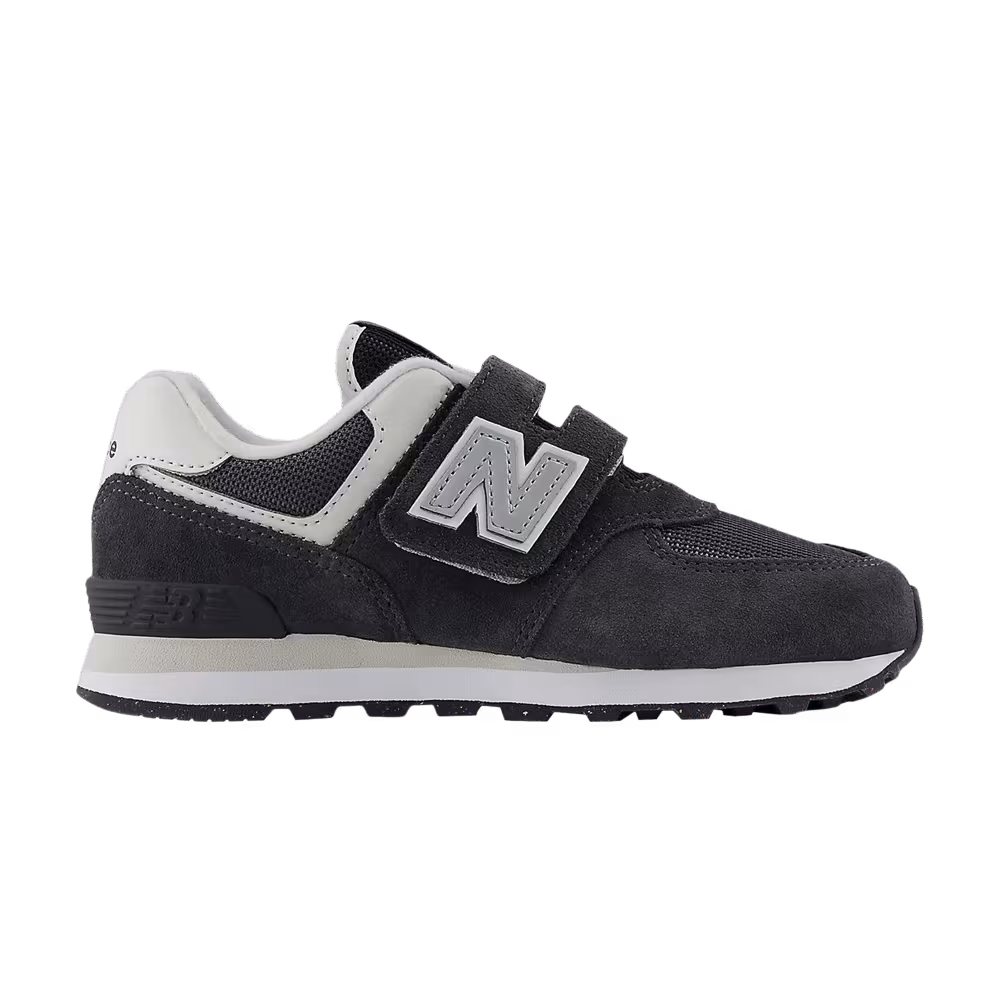 New Balance 574 Hook & Loop Little Kid Wide Magic Black Magnetic Grey