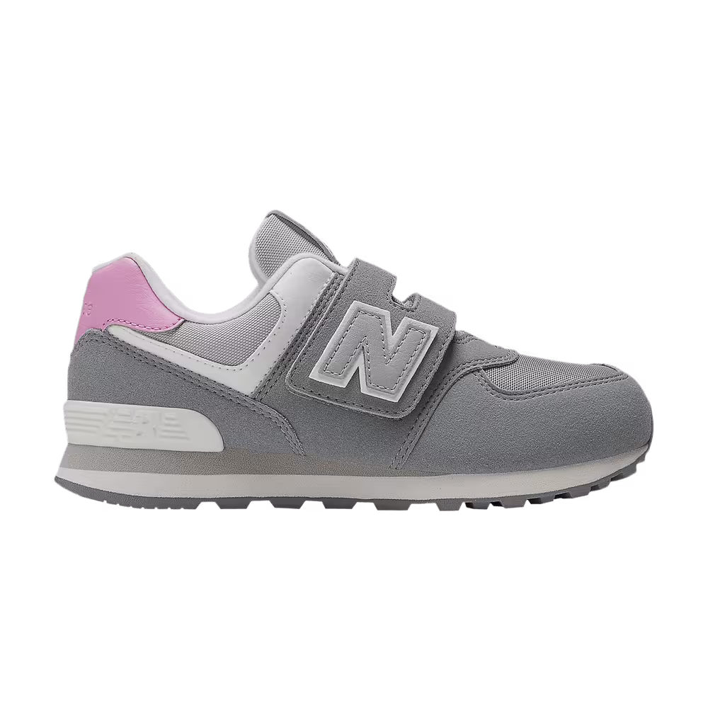 New Balance 574 Hook & Loop Little Kid Wide Slate Grey Raspberry