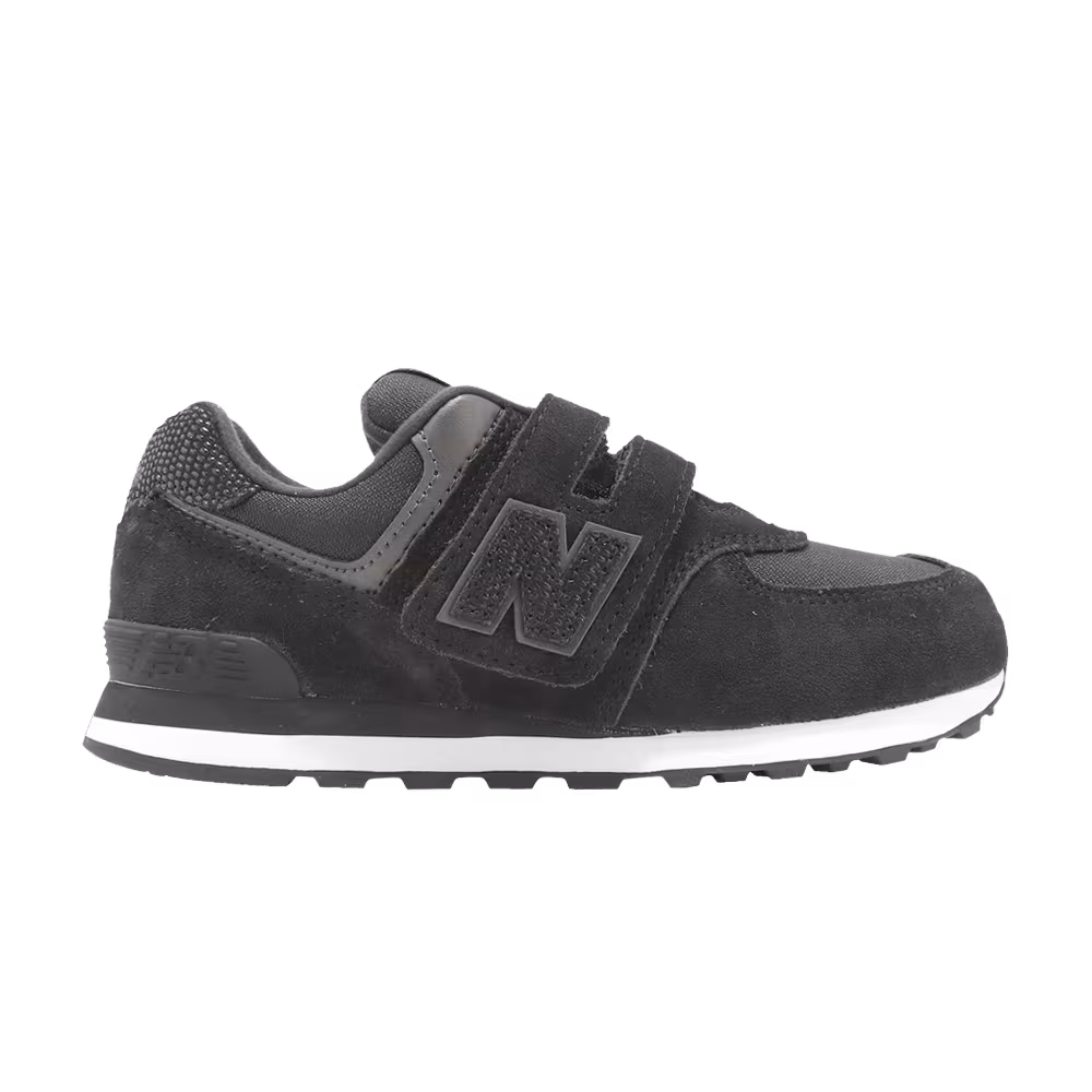 New Balance 574 Hook & Loop Little Kid Wide Black Grey