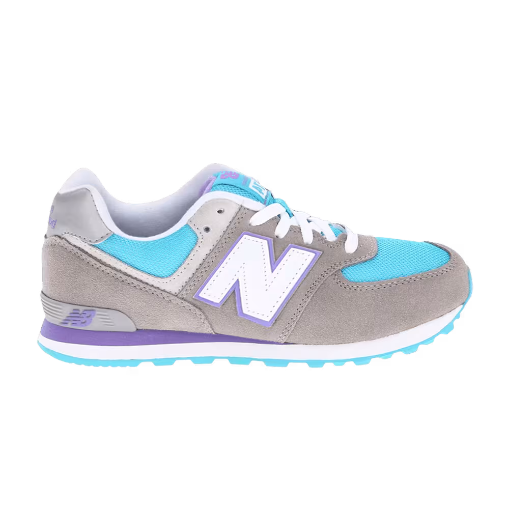 New Balance 574 Big Kids Grey Turquoise