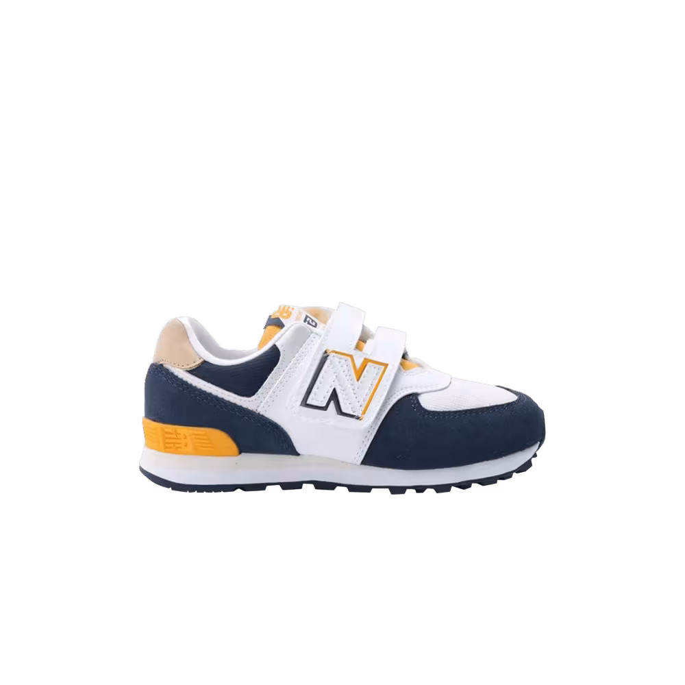 New Balance 574 Toddler Wide White Navy Yellow