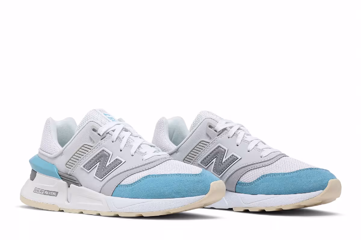 New Balance Women's 997 White Blue Grey, view 9