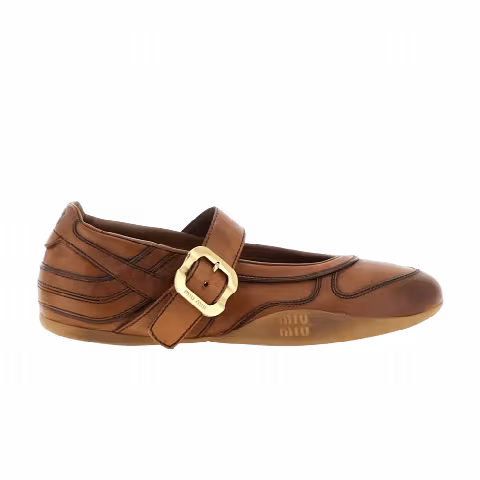 Miu Miu WmnsGymnasium Leather Ballerina 'Cognac'