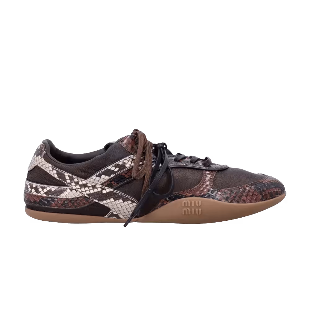 Miu Miu Women's Python Print Sneaker Moro Tabacco