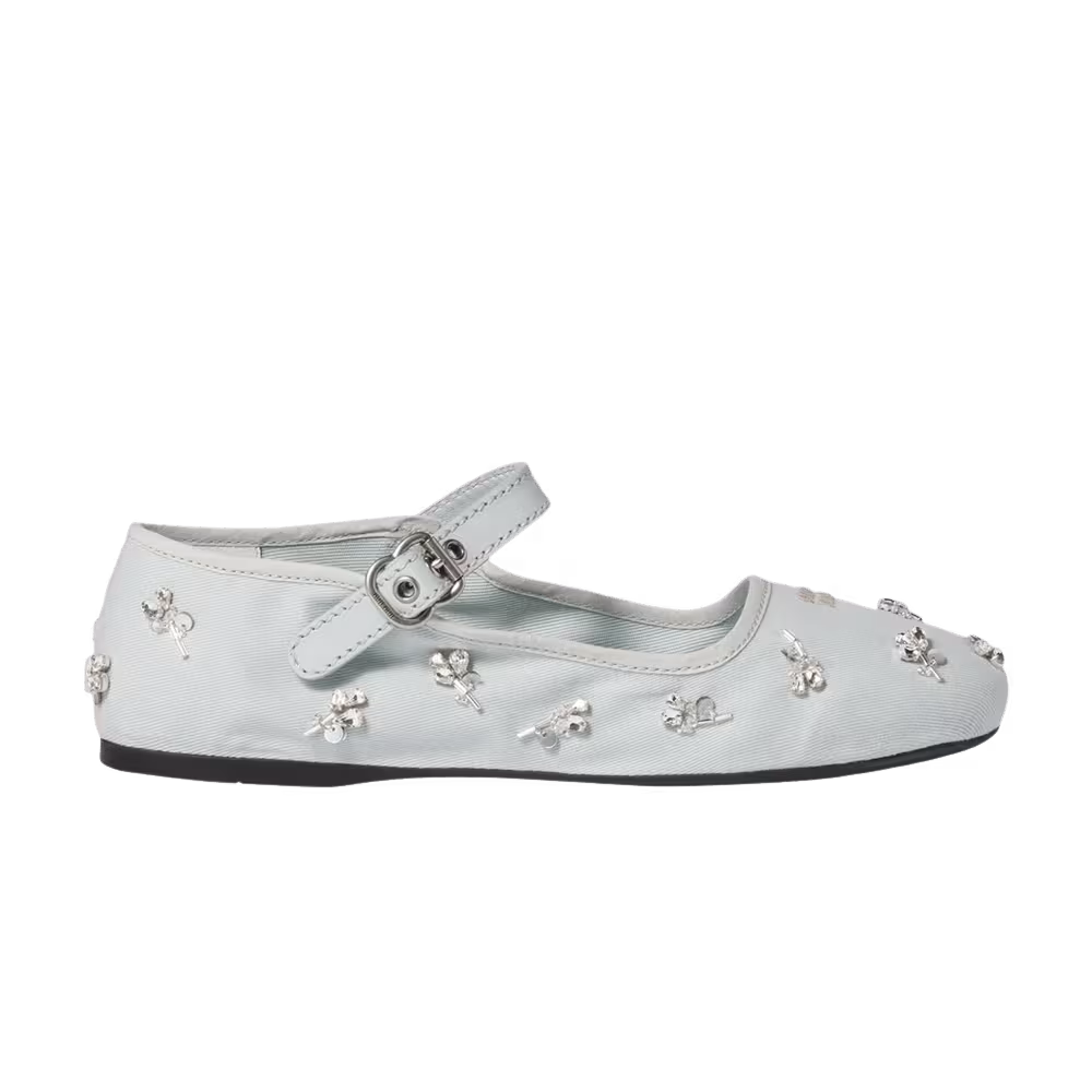 Miu Miu Women's Embroidered Drill Ballerina Powder Blue