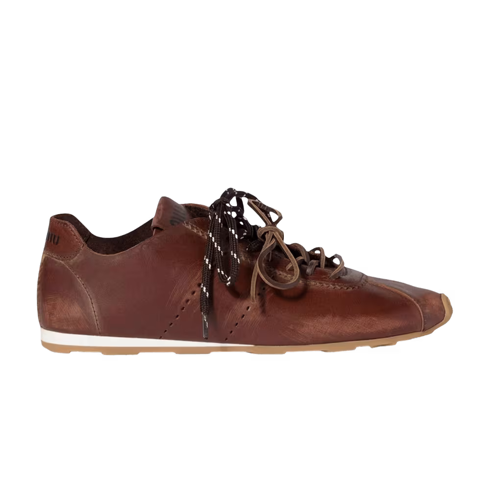 Miu Miu Women's Plume Leather Sneaker Coffee
