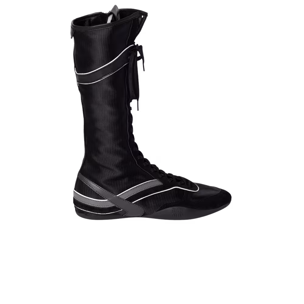 Miu Miu Women's Gymnasium Boxeur Boot Black Anthracite Grey