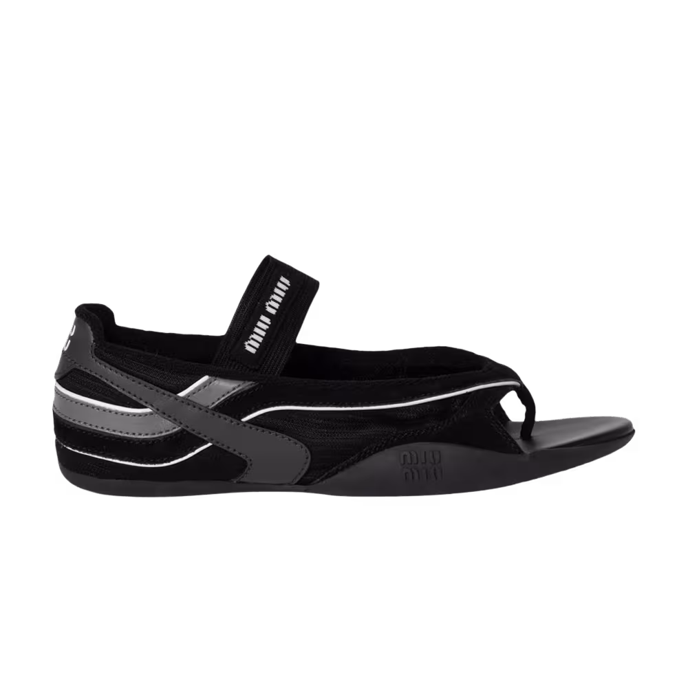 Miu Miu Women's Gymnasium Thong Ballerinas Black Anthracite Grey