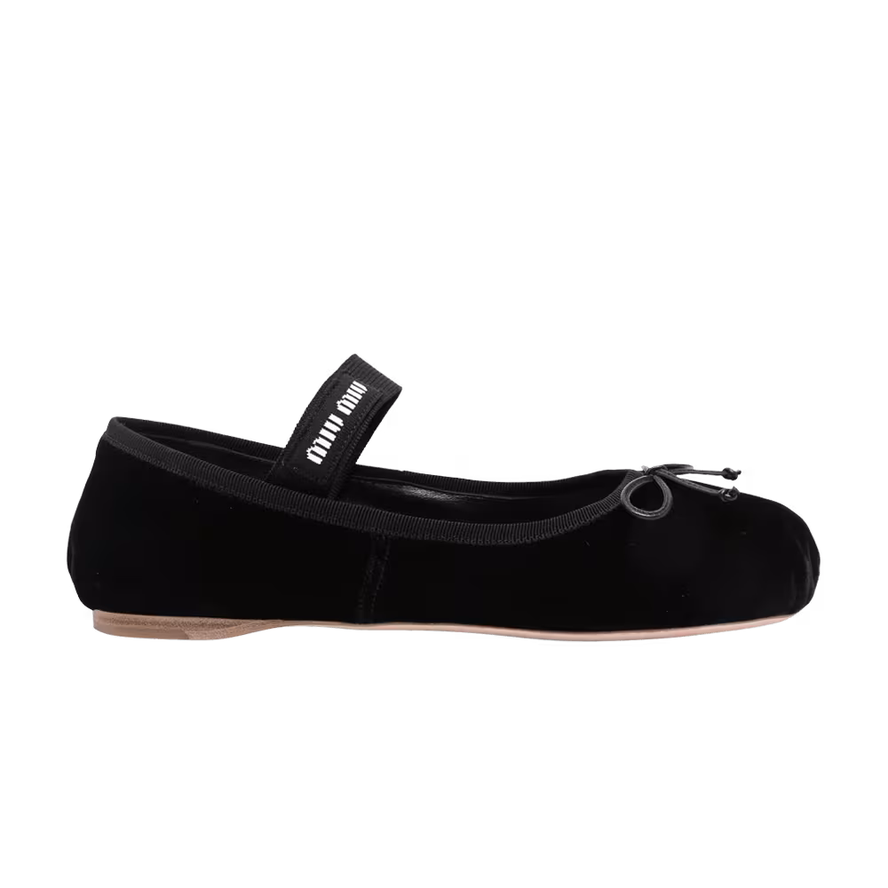 Miu Miu Women's Velvet Ballerinas Black