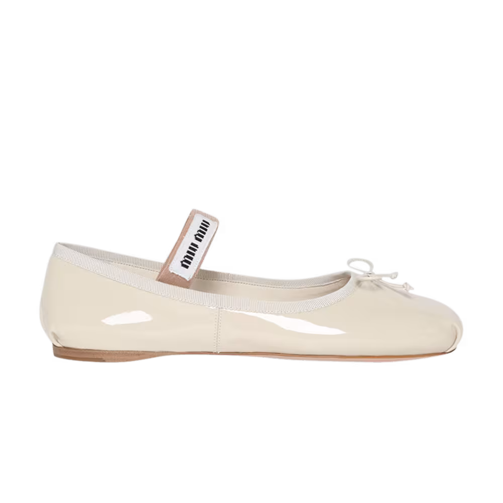 Miu Miu Women's Patent Leather Ballerinas Avorio